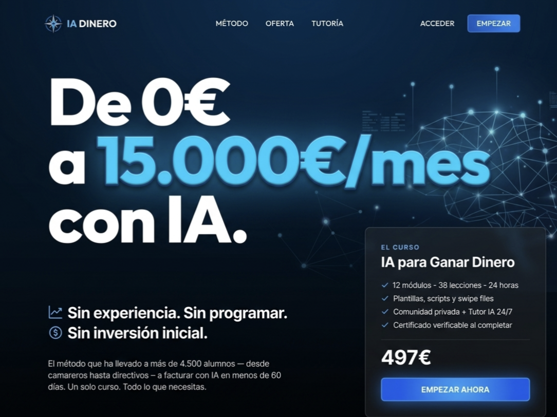 ACADEMIA IA - DE 0 A 15.000 € AL MES CON IA, SIN EXPERIENCIA